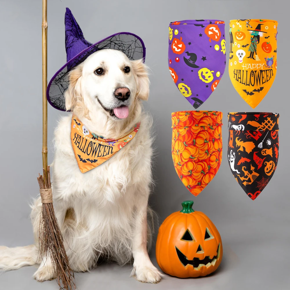 Dog Halloween Collar Bandana Halloween Pet Neckerchief Scarf Neck Scarf for Medium Dogs Cats Grooming Accessories for Pets
