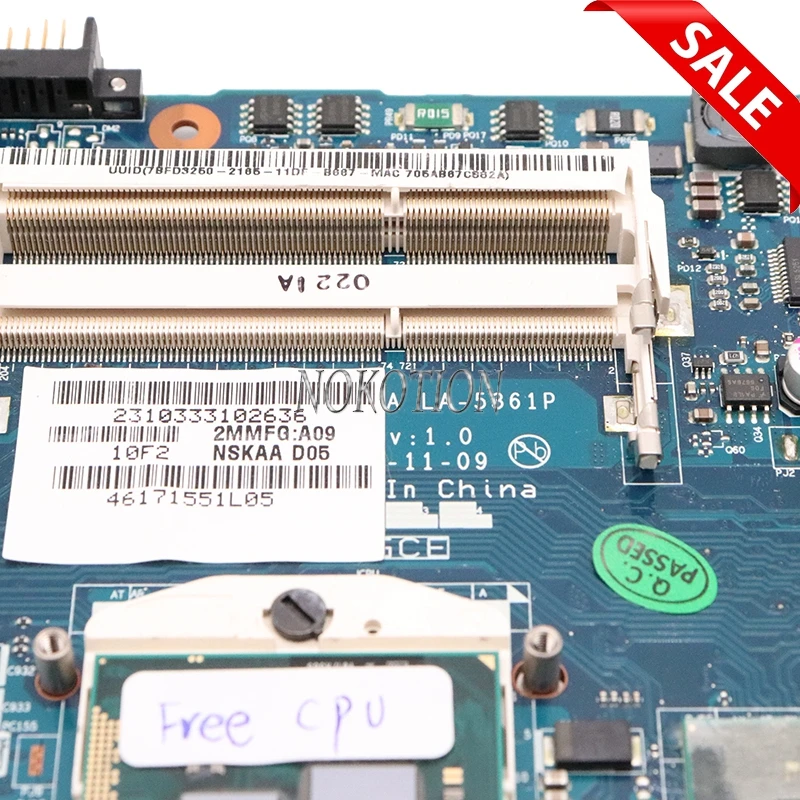 NOKOTION NSKAA LA-5361P K000093520 для Toshiba Satellite A500 L500 материнская плата ноутбука HM55 DDR3 с