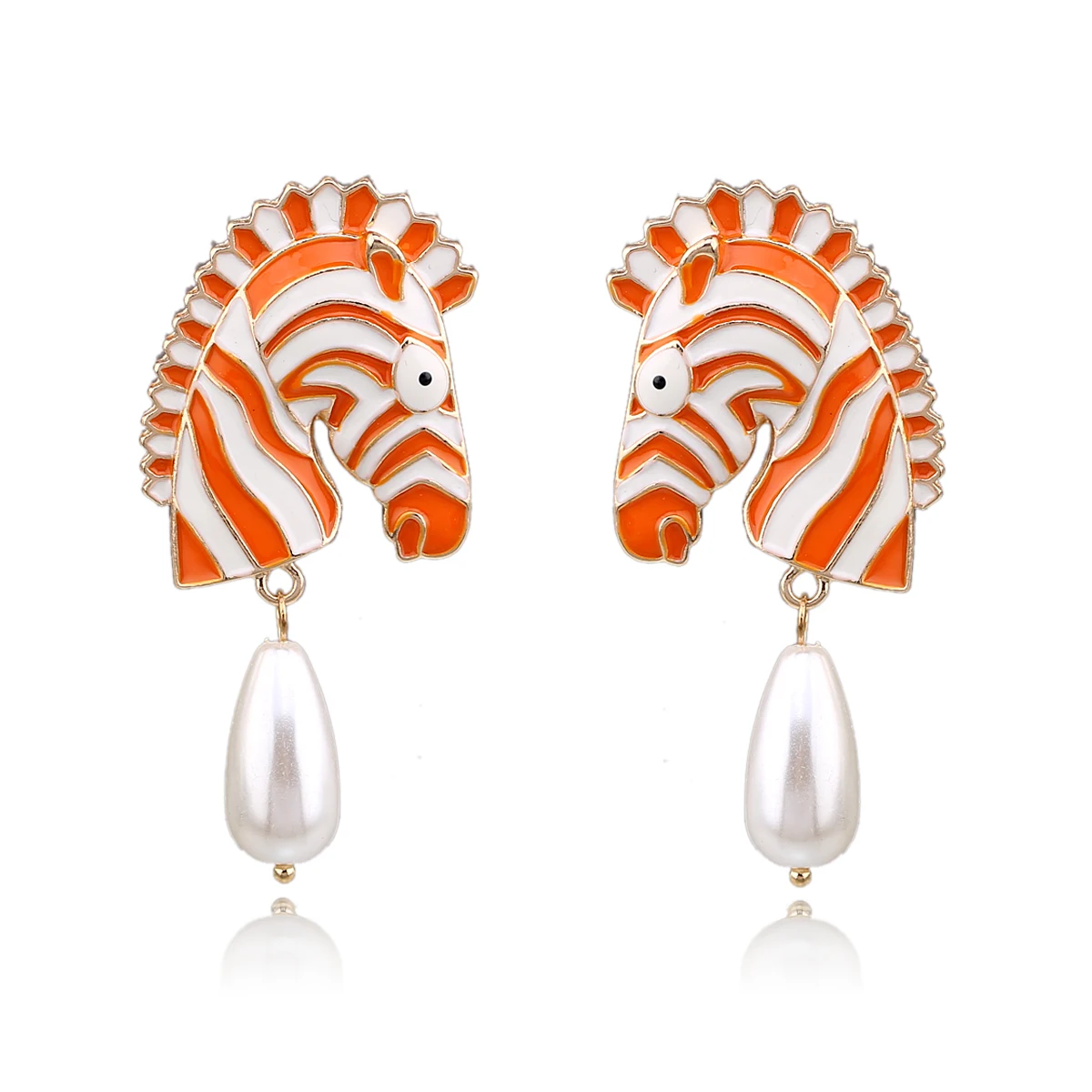 Новые позолоченные серьги гвоздики KAYMEN в виде зебры с жемчугом форме капли воды