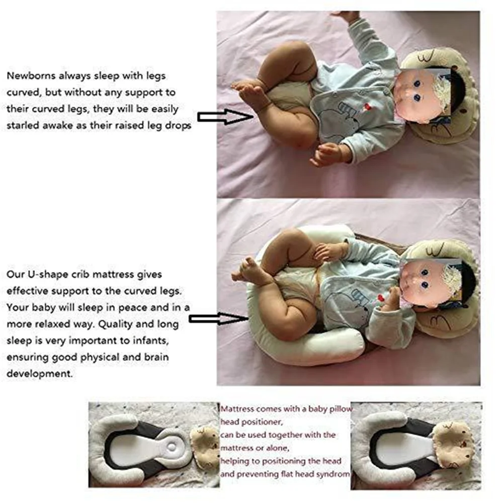 

Portable Head Support Pillow Newborn Bed Sleeping Pillow Anti-Flat Sleep Positioner For 0-6M Baby Anti-roll Sleeping Mattress