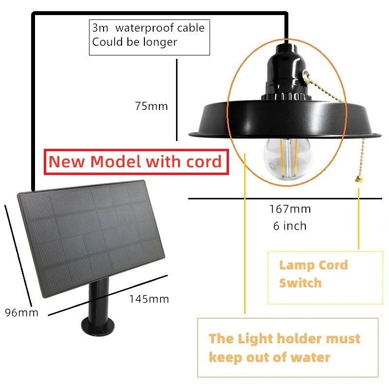 Светодиодная лампа GYLBAB на солнечной батарее ретро подвесной светильник для