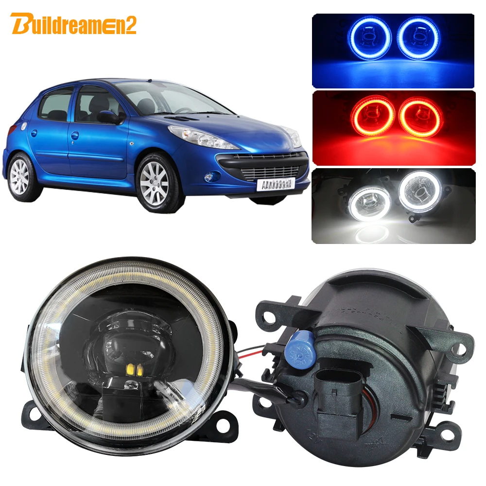 

Buildreamen2 Car LED Fog Light 4000LM Lens Angel Eye DRL Daytime Running Light H11 12V For Peugeot 206+ T3E 2009 2010 2011 2012