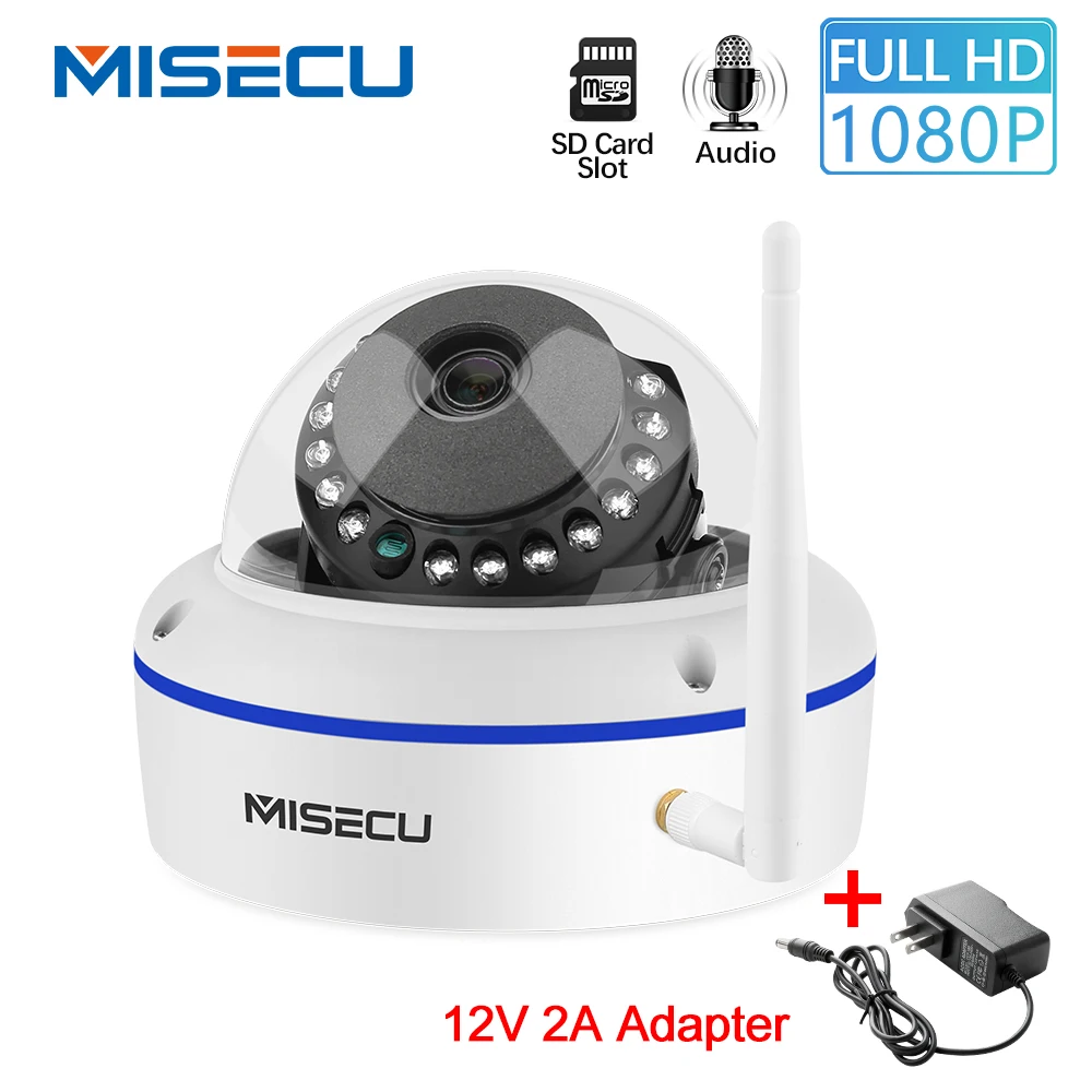 MISECU 1080P ip камера Антивандальная WiFi с слотом для sd карты макс. 64 Гб ONVIF P2P