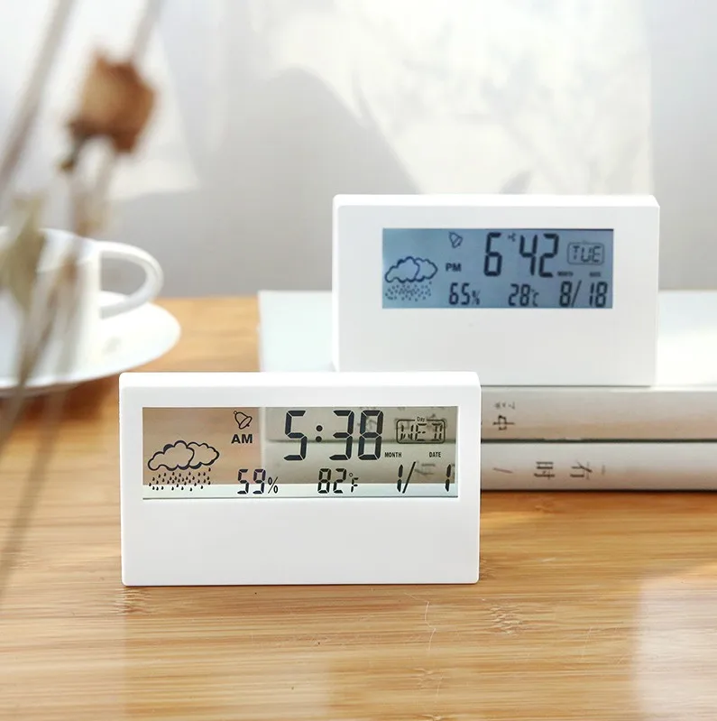 

W&G Ins Student Simple Electronic Small Alarm Clock Creative Weather Display Bedside Mute Luminous Lazy Alarm Clock Gift