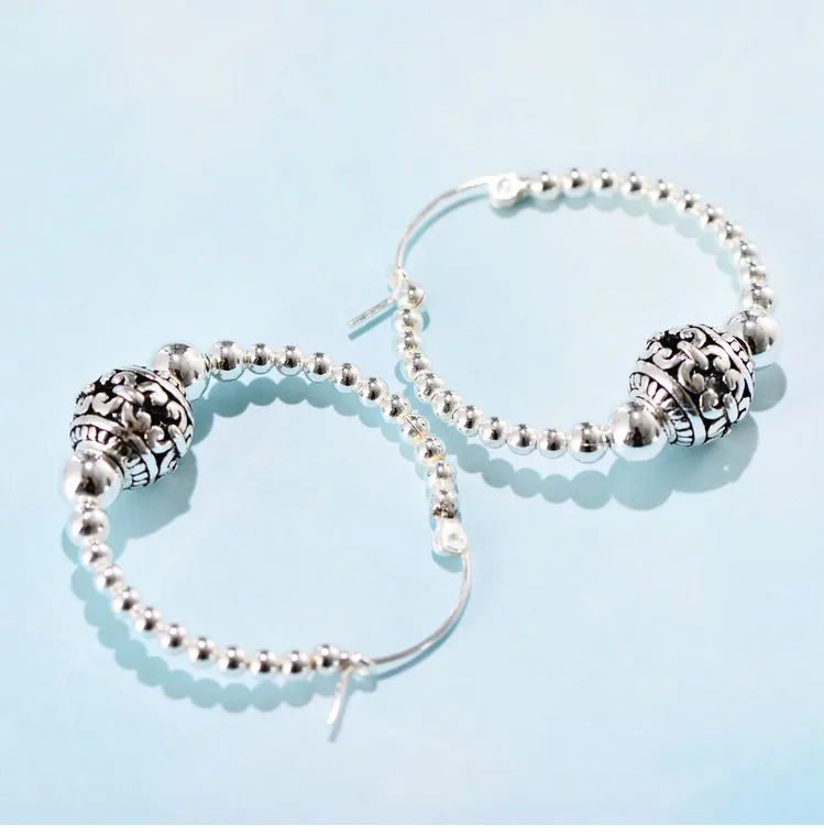 

Retro ethnic style exaggerated big hoop earrings female niche personality silver earrings