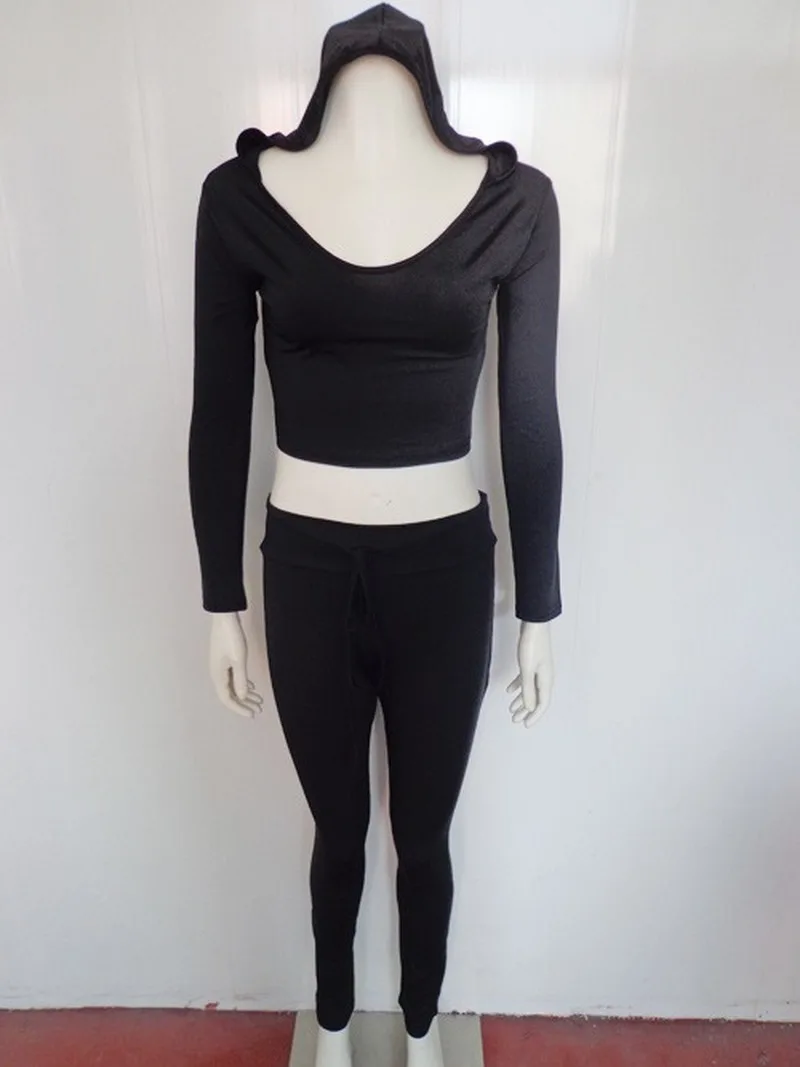 

Elastic Slim-Fit Fashion Casual Sports Hooded Jacket Drawstring Feet Pants Two Piece Suit Fall Clothes for Women