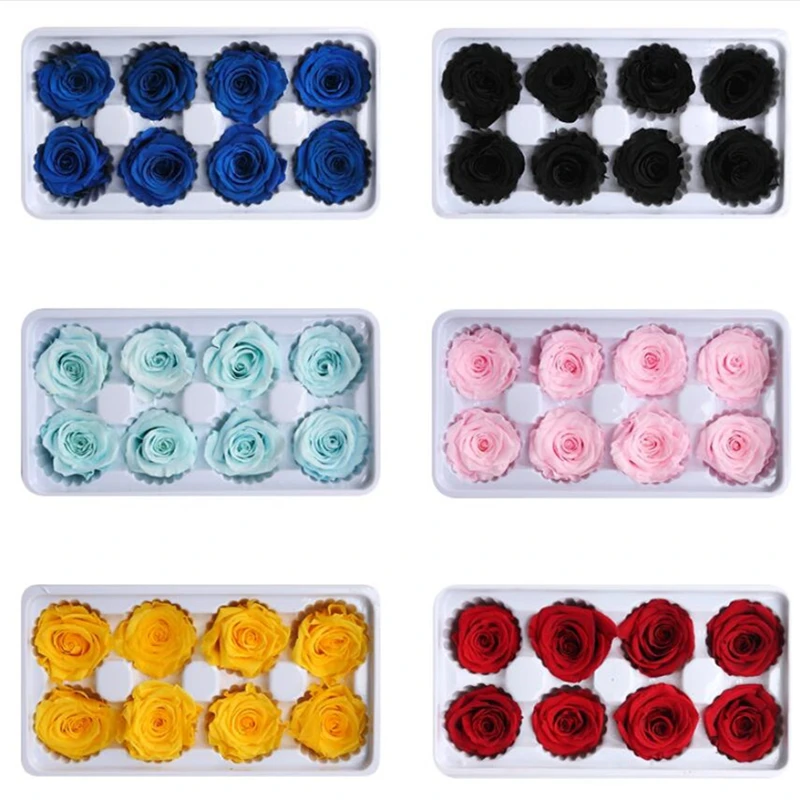 

8 pcs/box B Grade 4-5cm Eternal Rose Preserved Artificial Flowers Rose Preserved Flowers Mother's Day Valentine Wedding Decor