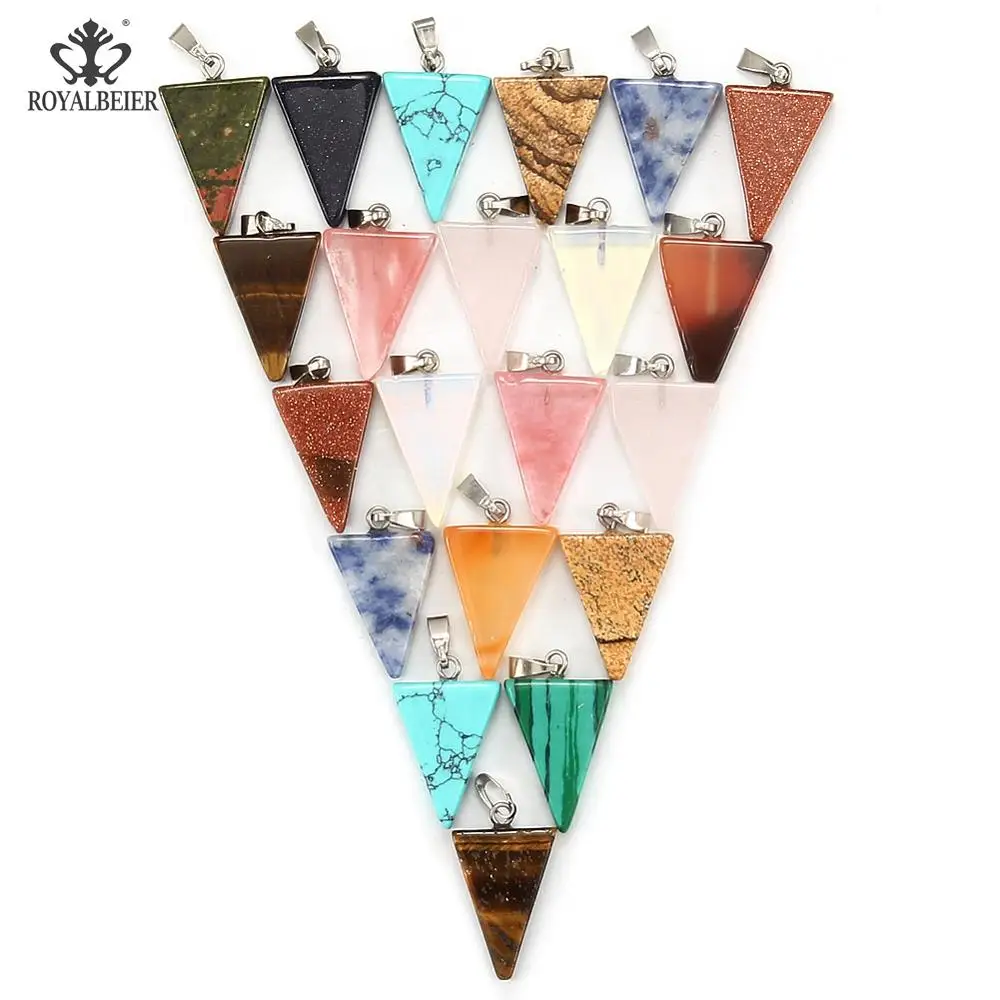 10pcs Natural Stone Material Triangle Charm for Woman Pendant Necklace Chakra Power Reiki Handmade Jewelry | Украшения и