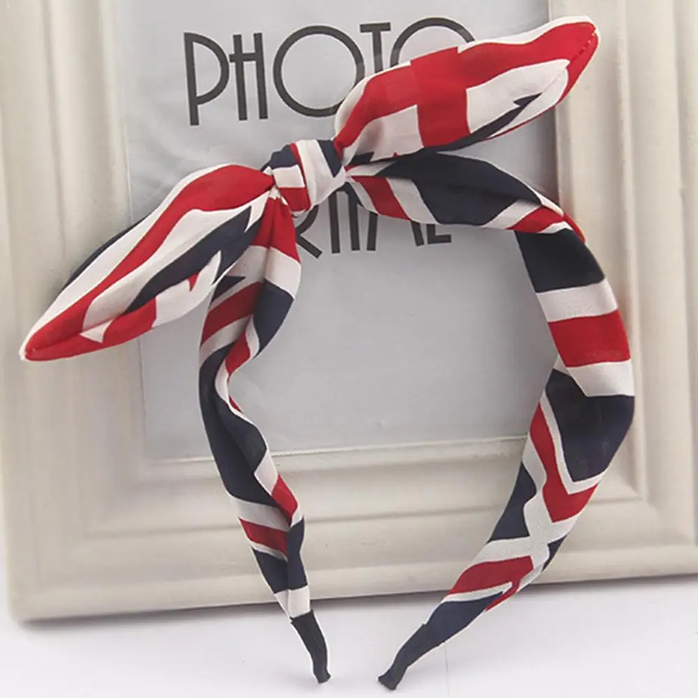 

1pcs Floral Bunny Rabbit Ears Headband Fabric Butterfly Hair Girls Knot Bow Hoop Hair Printed Accessories For Women T9M8
