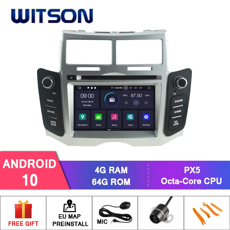 WITSON Android 10 0 4 ГБ ОЗУ + 64 Гб флэш 8 Восьмиядерный автомобильный DVD плеер для TOYOTA YARIS 2005