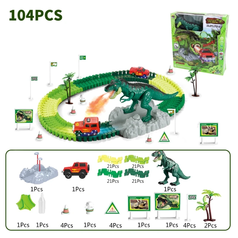 

Dinosaur Toy Playset Action Figure Play Vehicle Interactive Plastic Assembly Block Toy w/t Car Battery Supply Boys Gift