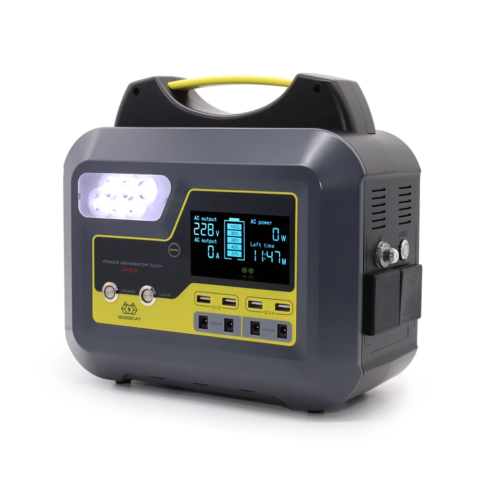 

BOSSCAT AY-006 New Arrival 500W 220V 110V Portable Power Station Inverter Generator Accept Solar Charge