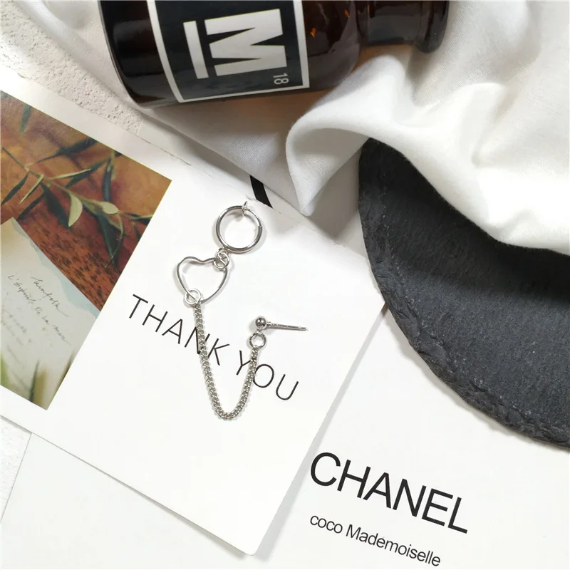 Одинарные японские корейские серьги-кардио нового простого сладкого сердца Trend Tassel для женщин модные ювелирные аксессуары.