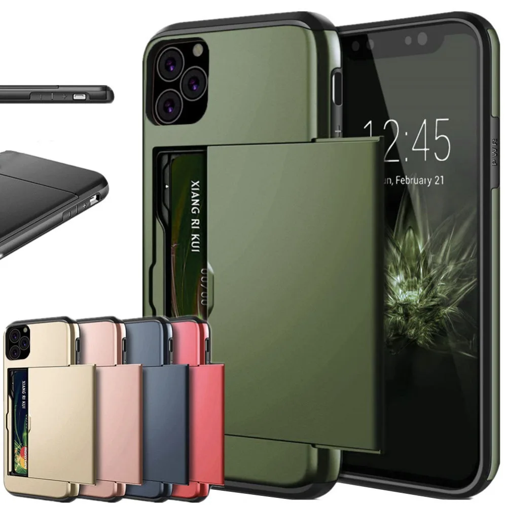 business phone case for iphone 11 pro max 2019 xr xs x 10 case slide armor wallet card slot cover for iphone 11 xr xs max fundas free global shipping
