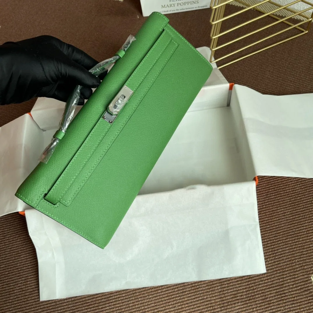 

Handmade Brand Purse,Luxury Bag,31cm Designers Handbag,Bamboo Green Color,Epsom Leather, Fast delivery