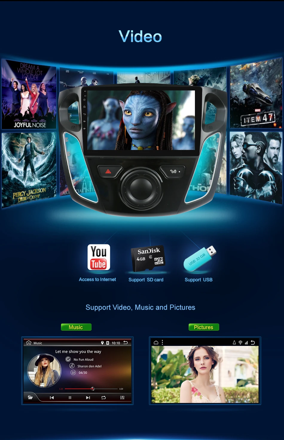 2din радио Центральный multimidia android 9,0 для Ford Focus 2012- ram 2G rom 32G