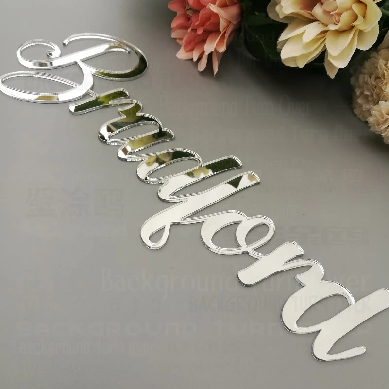 Зеркальный знак с именем на свадьбу декор вечерние ринки акриловый подарок заказ