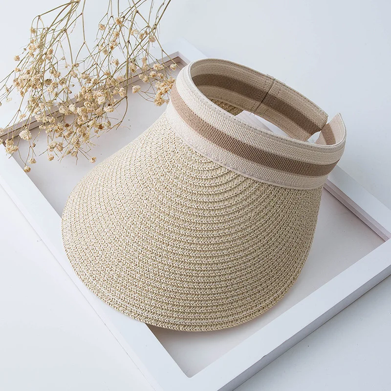 Beige Модная женская соломенная шляпа женская летняя Солнцезащитная шляпа Панама Boater Floppy Кепка с покрывалом женская летняя пляжная соломенная шляпа подарок - Цвет: Beige