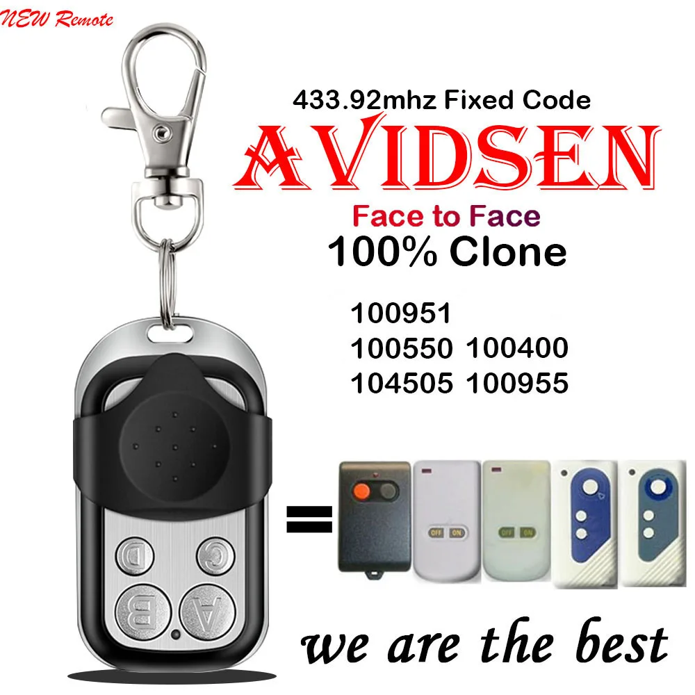 

AVIDSEN Remote Control Clone AVIDSEN 104505 100955 100951 100550 100400 Garage Door Opener Key 433mhz Fixed Code Gate Control