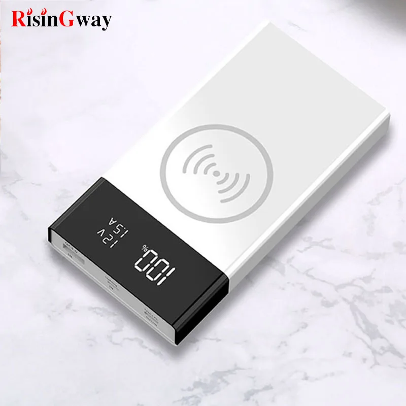 QC 3 0 цифровой дисплей Беспроводная зарядка внешний аккумулятор корпус 20000 мАч Type C