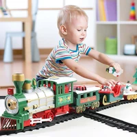 christmas electric train toys railway toy cars racing track rail with music santa claus christmas train model toys