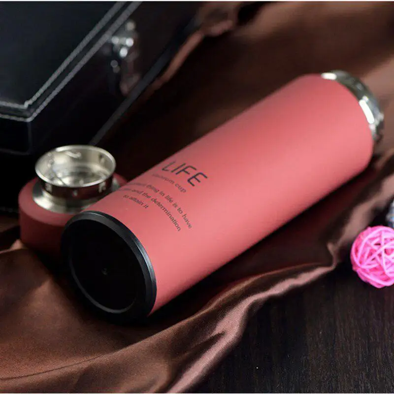 Синяя бутылка для воды из нержавеющей стали 500 мл с вакуумной изоляцией широким