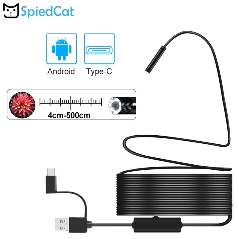 3в1 7 мм объектив Android PC Typec C/USB эндоскоп камера освещение 3 5 м мягкий кабель осмотр