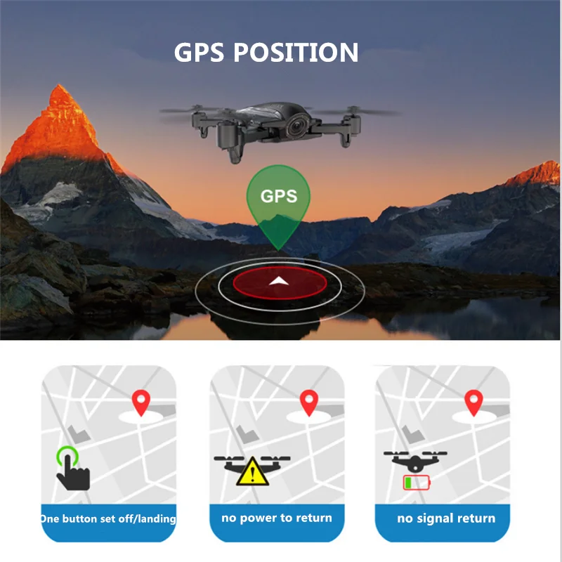 GPS Дрон с 1080P камерой Floding RC аэрофотосъемка FPV ветростойкость 5G передача