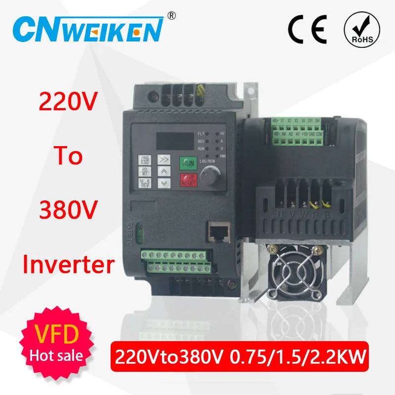 1.5KW VFD вход 220V 1ph на выход 380V 3ph инвертор с переменной частотой для контроля