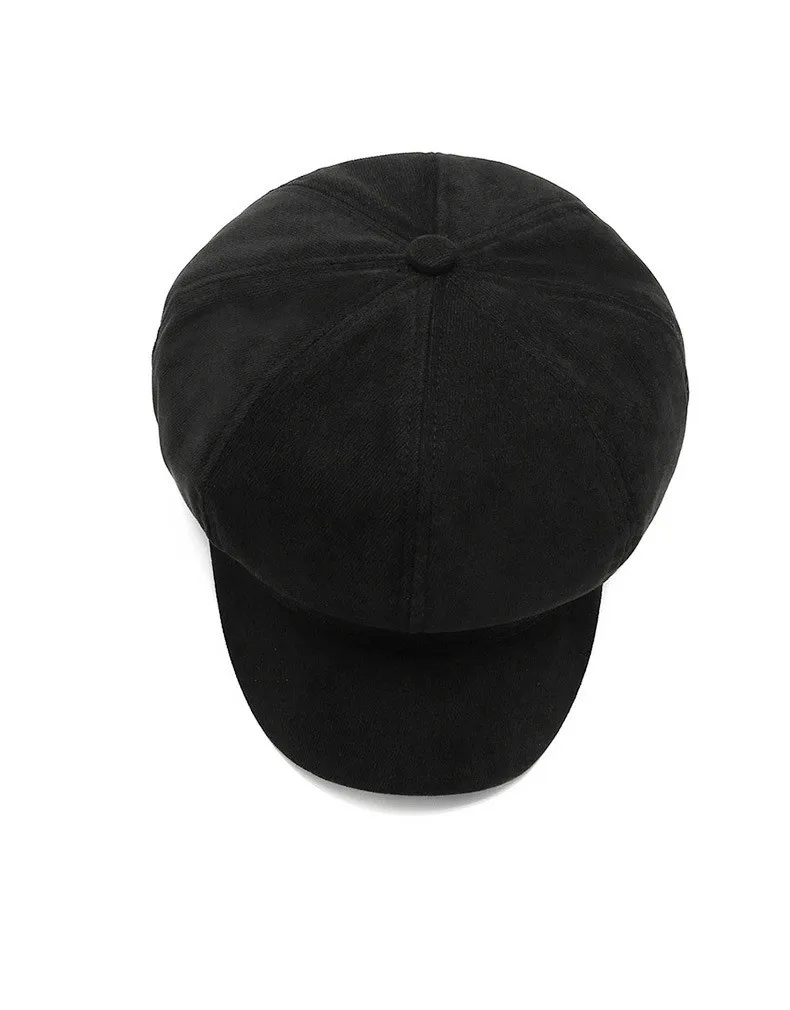 Осенне-зимние шапки для женщин однотонная простая восьмиугольная кепка