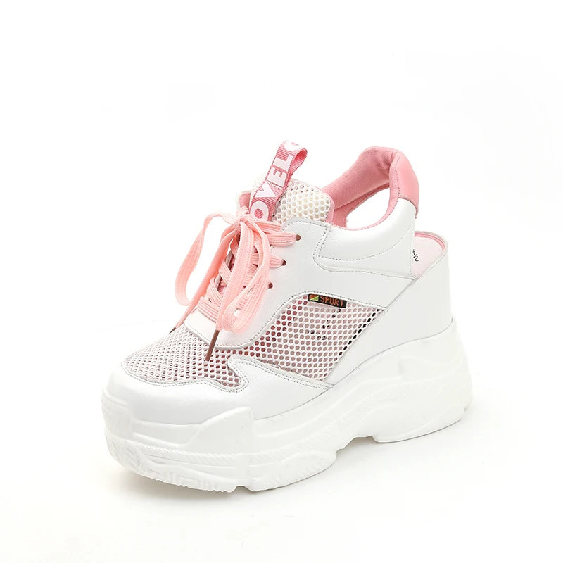 

Women's casual flat shoes wedge heel thick bottom toe cap breathable mesh shoes 10 cm summer sports sneakers all-match new cozy