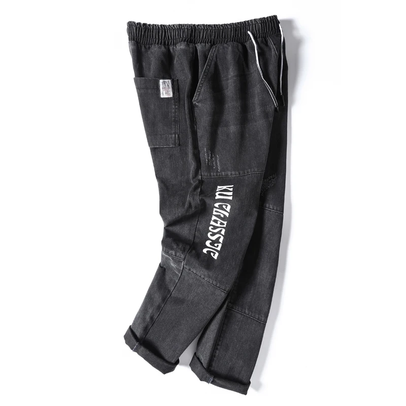 7XL Plus Size 2021 Summer High Quality Men's Baggy ripped solid Pants Cargo Male Casual Denim Fashion Mens Long Jeans Trousers