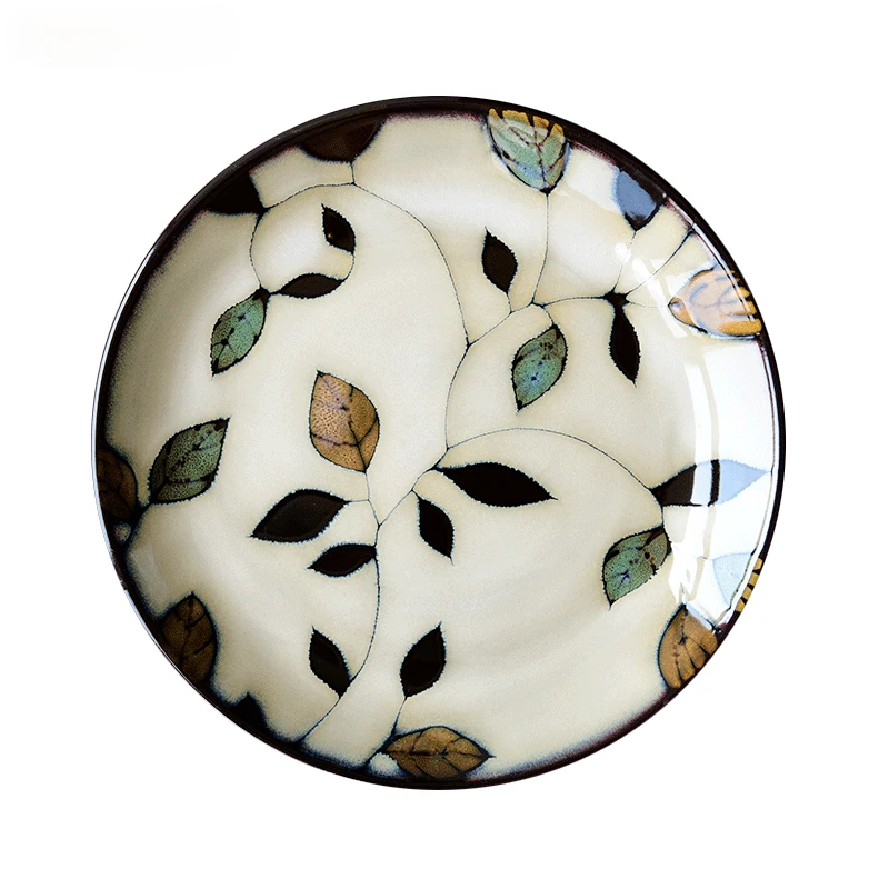 

1Pcs Kiln glaze hand-painted flowers ceramic plate tableware square steak salad fruit cake sushi storage decorative