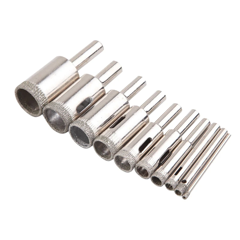 

10 Pcs Glass Drill Bits Kit 3-20mm Drill Guide Locator Hole Saw Cutter Tool Auxiliary Handle Positioning Dowel Drilling