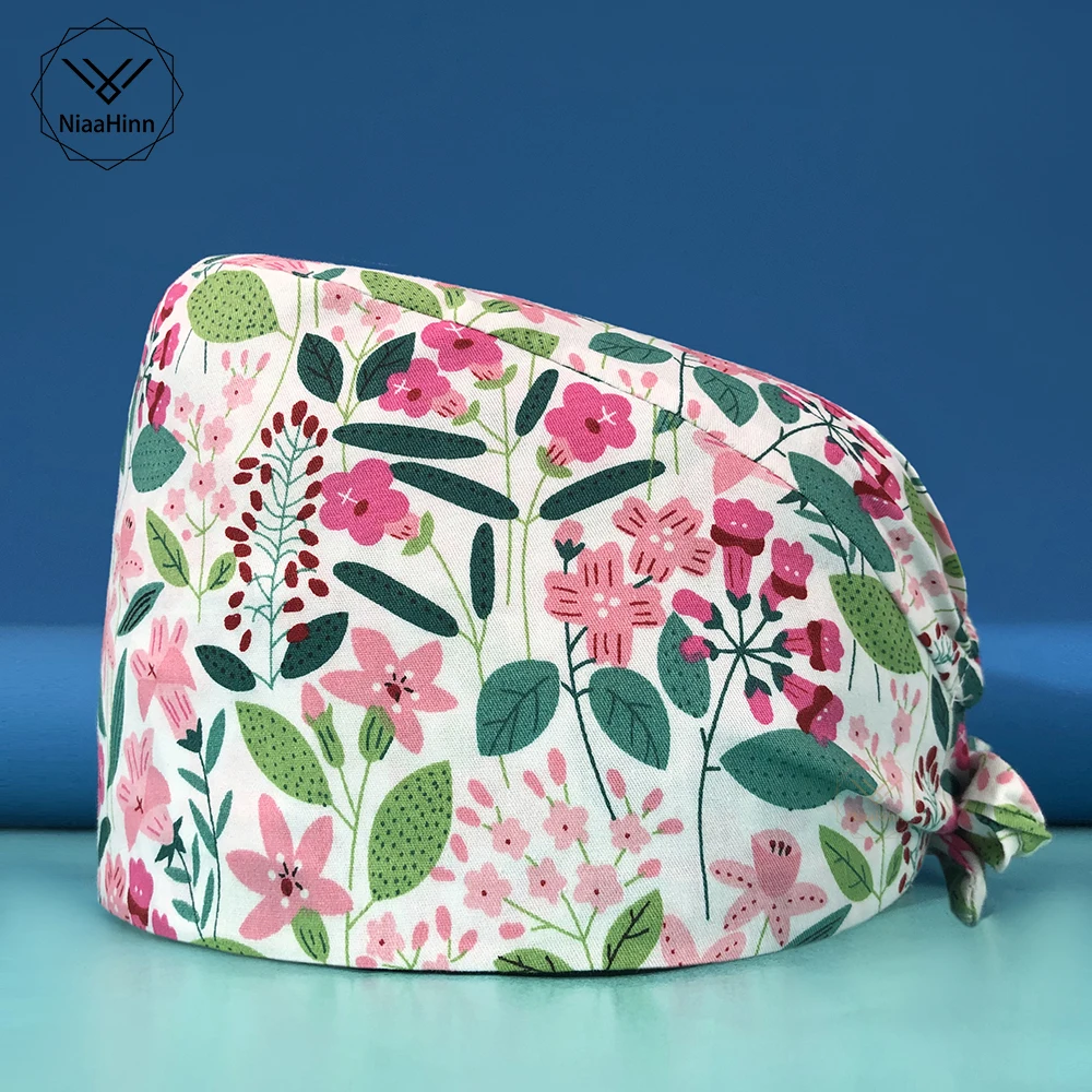 

New Multicolor Breathable scrub pattern cap nutritionist Cartoon cap scrub housekeeping sweat-absorbent accessories printing hat