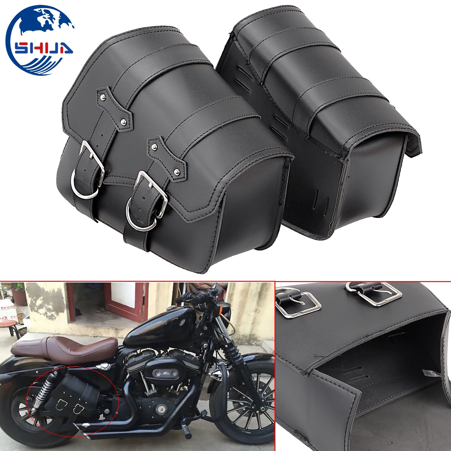 Черные универсальные мотоциклетные седельные сумки сумка из искусственной кожи