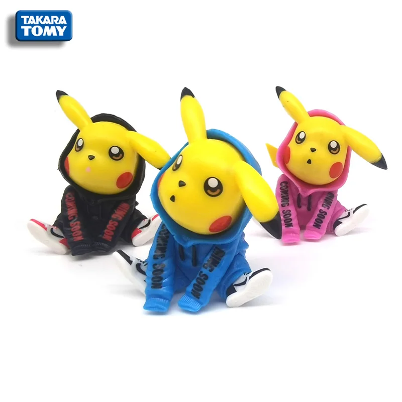 

TOMY TAKARA 3 цвета 6 см покемон ветровка Пикачу японская модель искусственных игрушек коллекция детских подарков