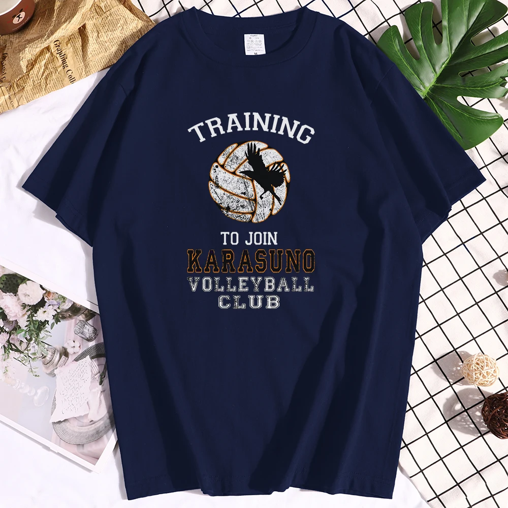 

Cotton Haikyuu Karasuno Volleyball Club Print T-shirt Men Loose Branded Clothes Casual Summer Tshirt Vintage Design Mans T-shirt