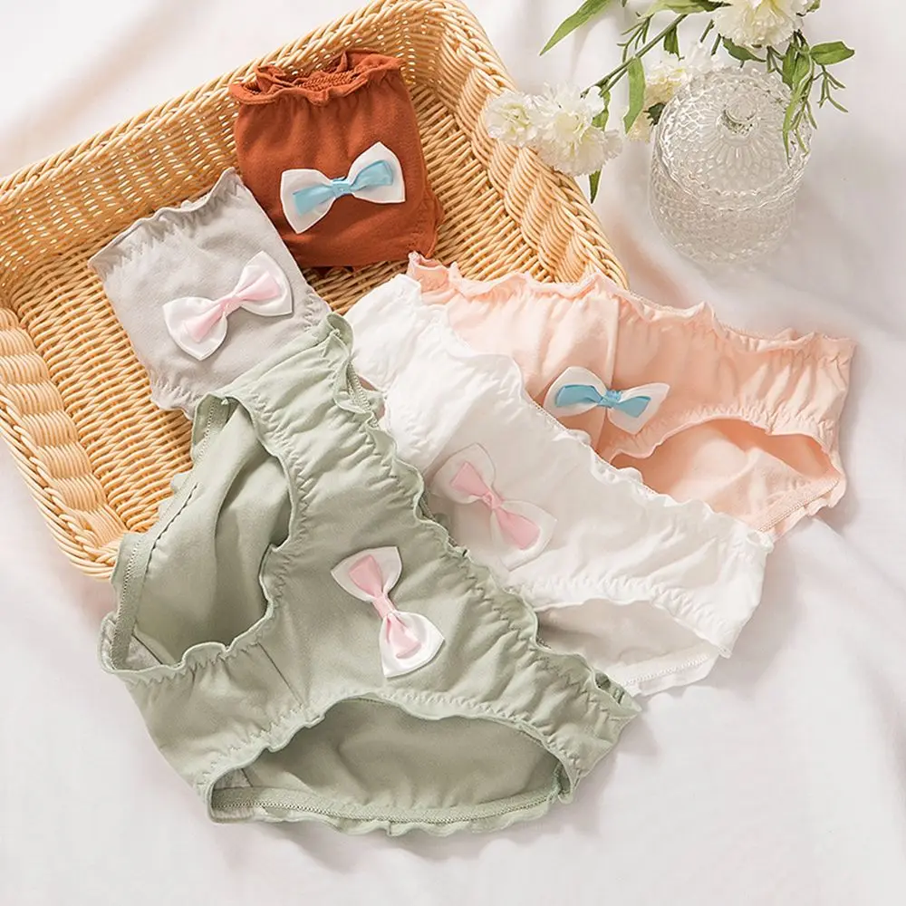 

Japanese Lovely Cute Kawaii Lolita Bunny Bowknot Ruffle Panties Underwear Brief Sexy Low-Waist Ruffled Briefs Clothing