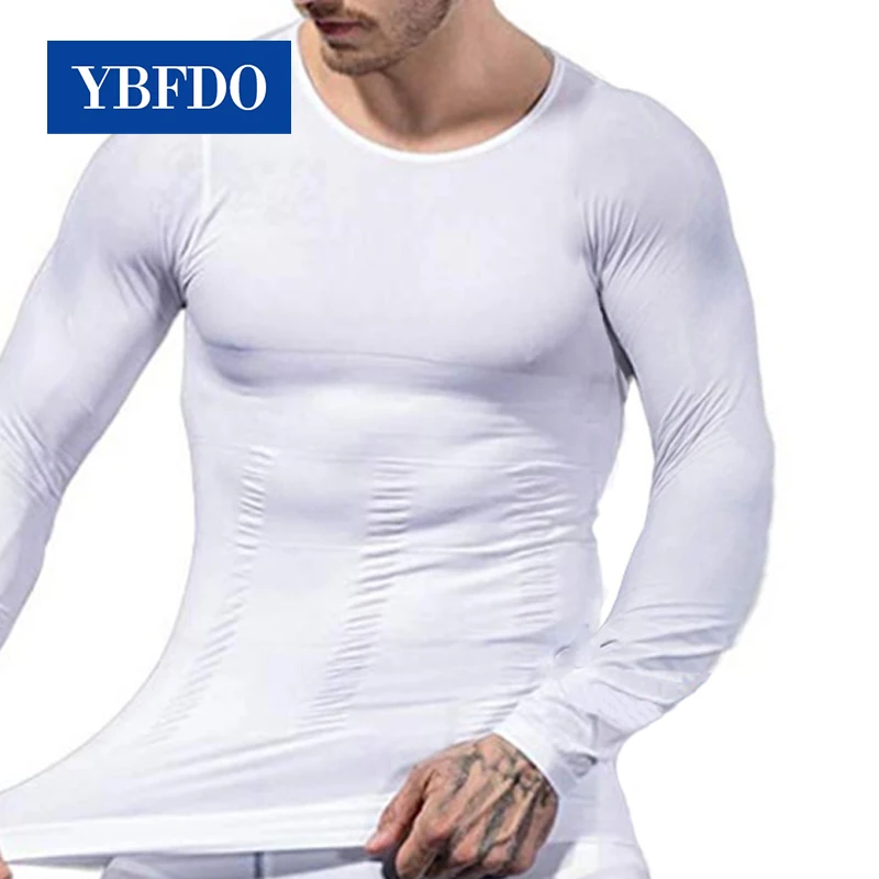 

YBFDO Men's Slimming Shaper Posture Long sleeve Compression Body Building Fat Burn Chest Male Belly Abdomen For Corrector Corset