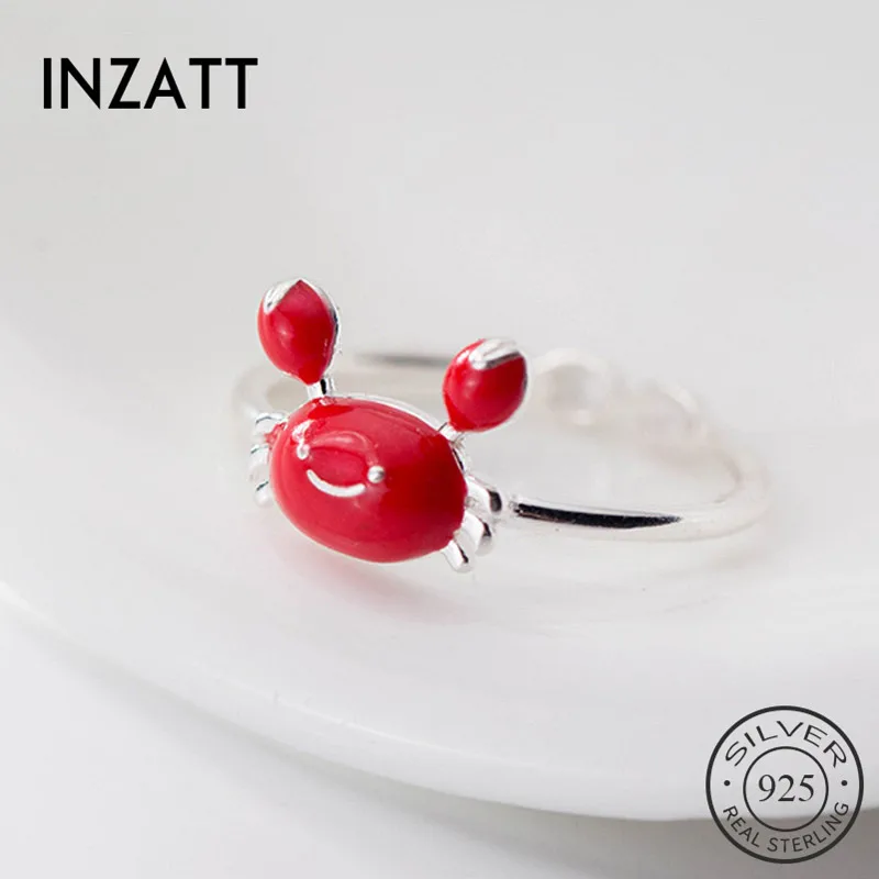 Женское кольцо с красной эмалью INZATT Открытое из настоящего серебра 925 пробы