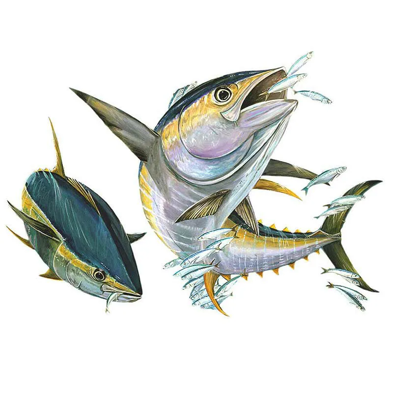 

Colored Personalized Vinyl Fish Car-Stickers Car Bumper Window Waterproof Auto Sunscreen Car Accessories Kk13*9cm