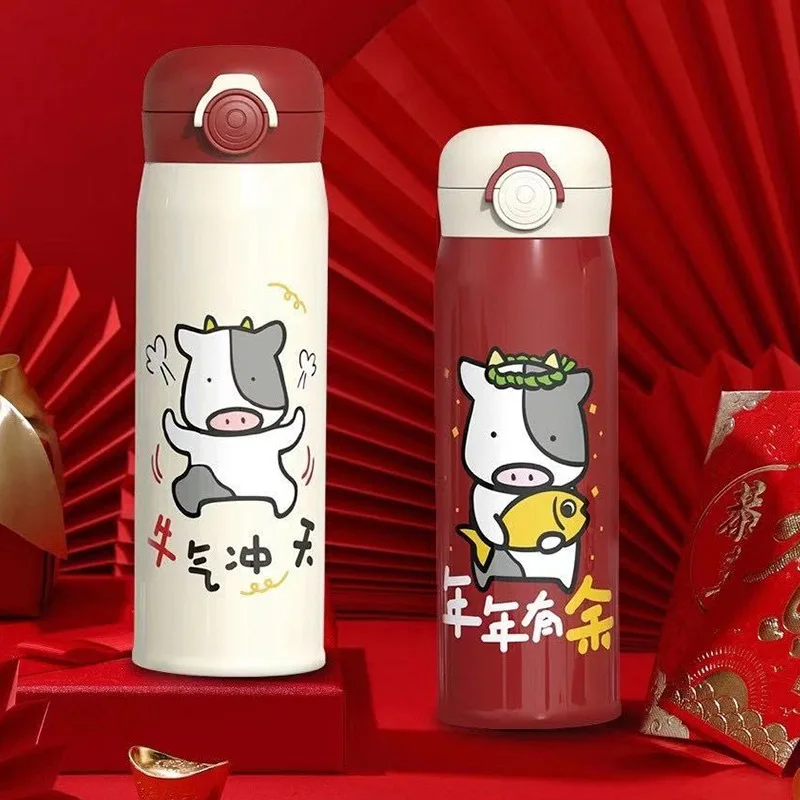 500 мл Термокружка прыгающая крышка бутылка термос узор Термальность кружка чашка