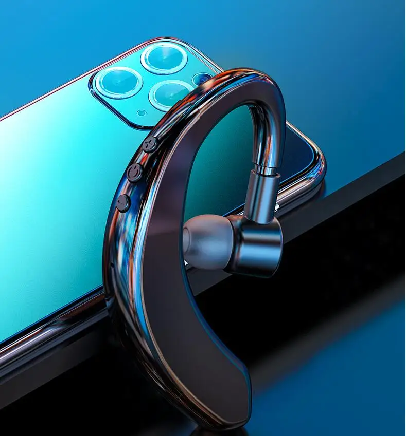Hanging ear wireless bluetooth headset ultra light material painless wearing business sports stereo without ears for 15 hours