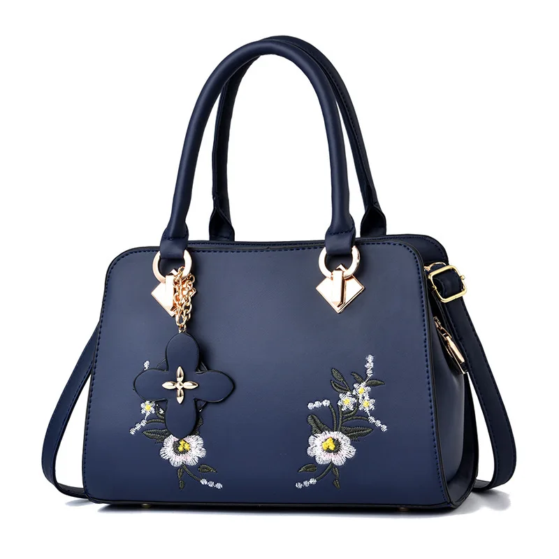 Сумка NEWPOSS женская с вышивкой вечерняя сумочка на плечо из лакированной кожи саквояж кросс боди цветочным