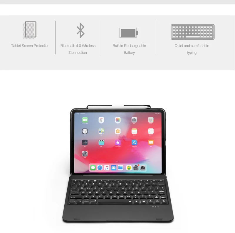 [Новинка] синяя зубная лапка Беспроводная клавиатура-чехол для iPad pro 11 дюймов, Премиум жесткий чехол+ 7 цветов подсветка+ умный сон/Wakeup