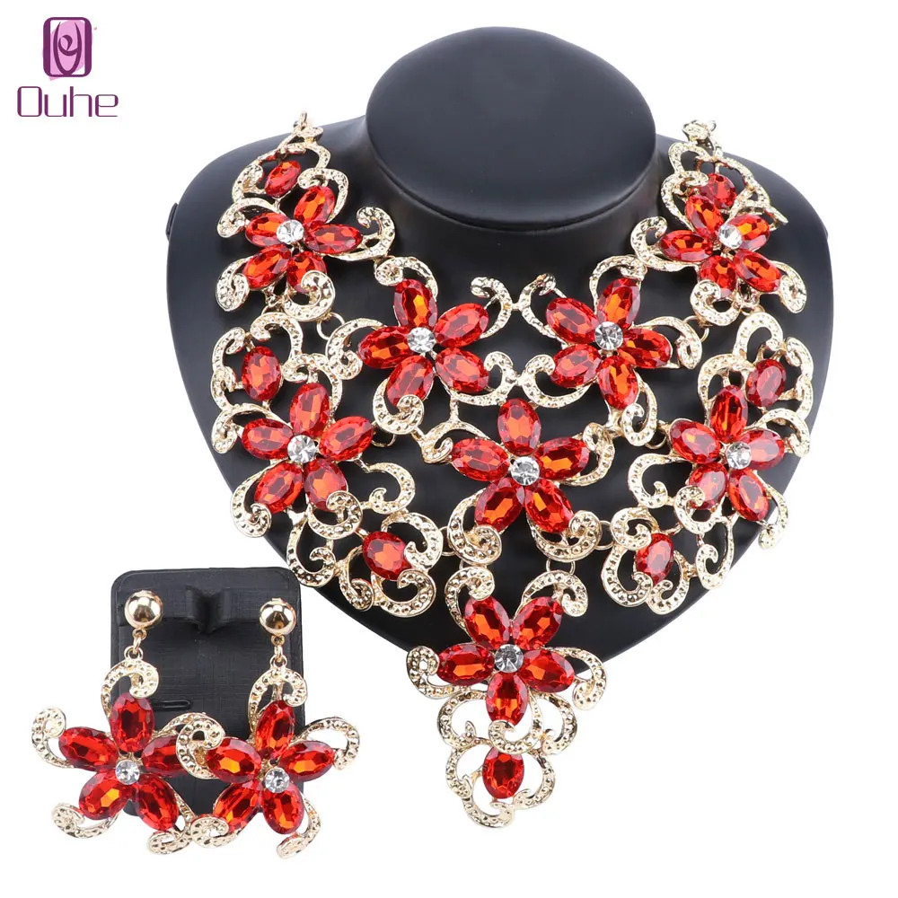 Женский Свадебный комплект аксессуаров золотого цвета с подвеской в виде цветка