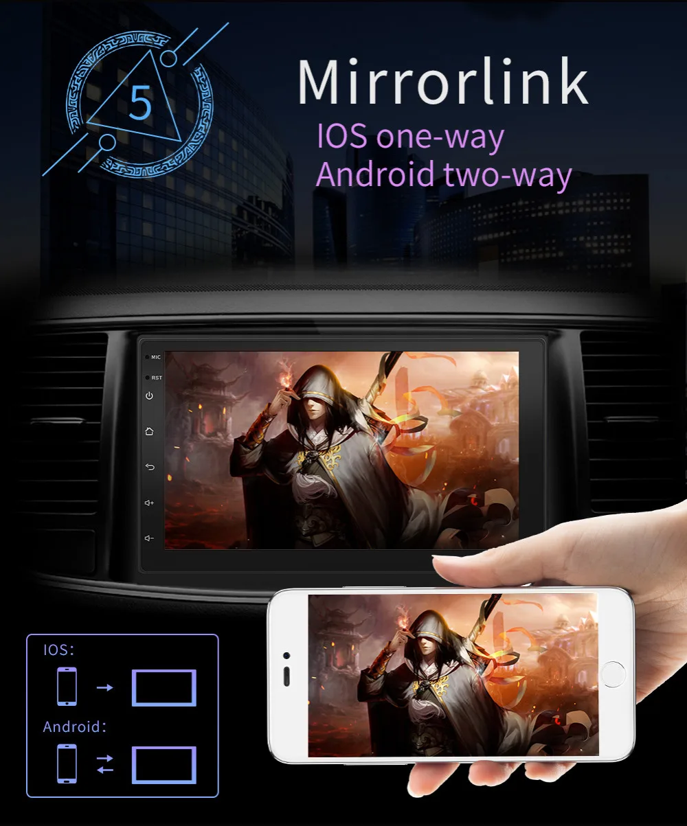 Авто Android 8,1 gps полный сенсорный 7 дюймов емкостный сенсорный экран Экран WI-FI Mirrorlink Bluetooth записей вождения автомобиля аудио
