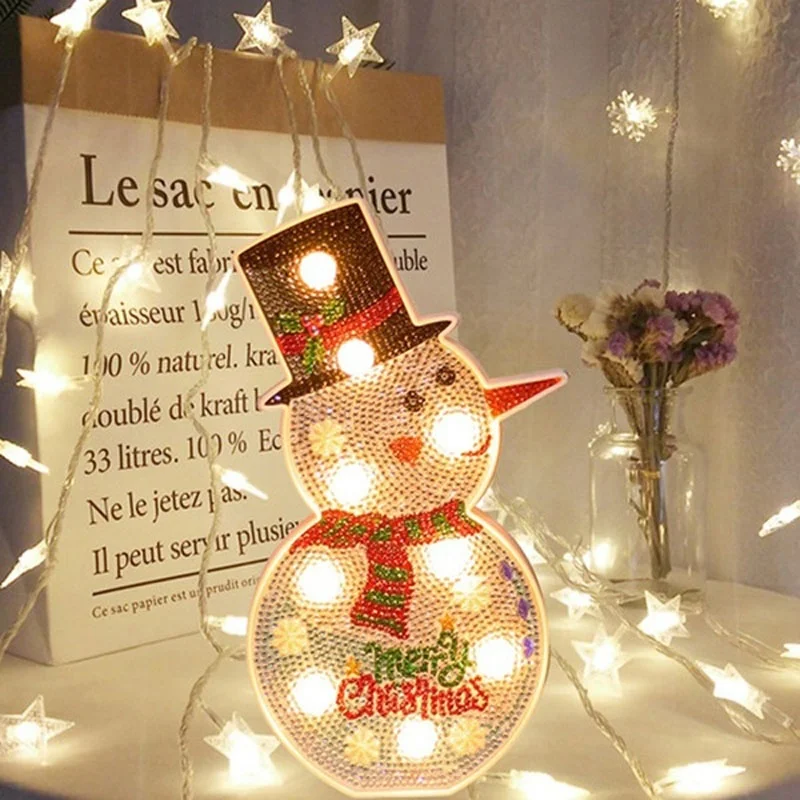 DIY светодиодный светильник с алмазной росписью Рождественская елка снеговик