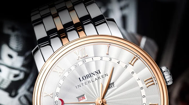 LOBINNI Роскошные Брендовые мужские часы сапфир водонепроницаемый Moon Phase кварцевые часы мужские кожаные reloj hombre календарь horloges mannen